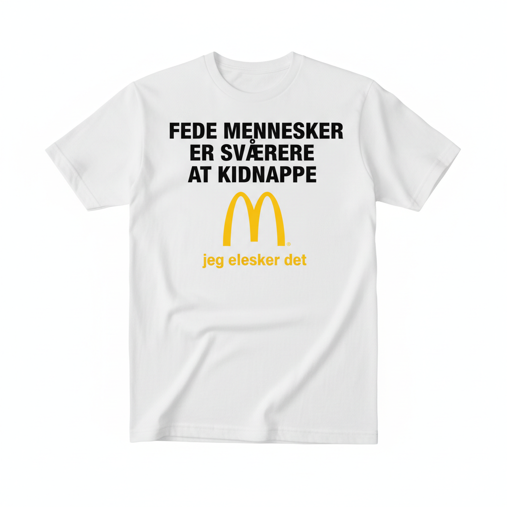 McDonald's t-shirt med dansk tekst